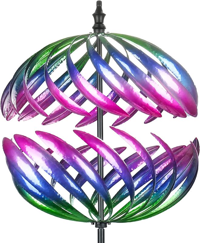 Photo 1 of  Wind Spinner 360 Degrees Double Steel Metal Wind Sculpture Ball Spinners for Decorating Your Patio, Lawn & Garden