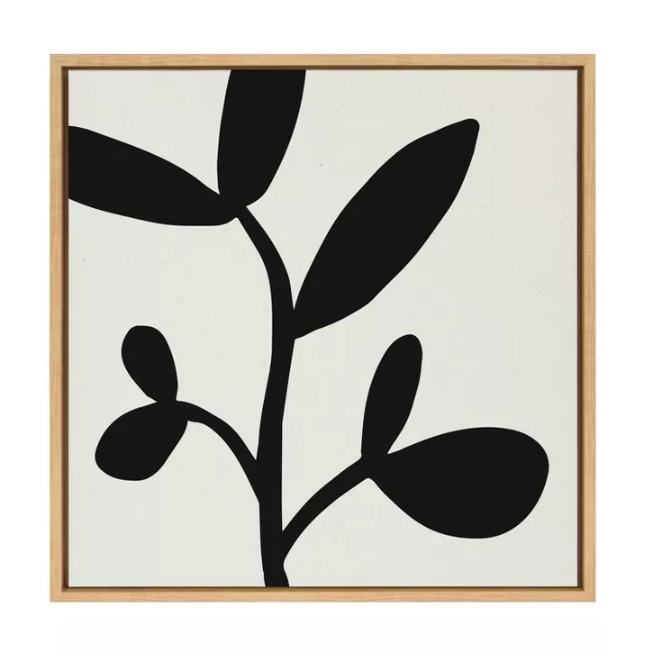 Photo 1 of 22" x 22" Sylvie Modern Botanical Neutral Abstract II Framed Wall Canvas Natural - Kate & Laurel All Things Decor
