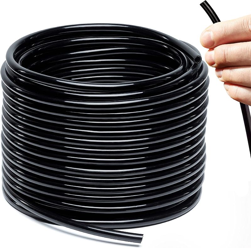 Photo 1 of 1/4 Drip Irrigation Tubing - 100 ft Black Drip Irrigation Hose Perfect for DIY Garden Irrigation System, Hydroponics, Misting Tubing, or as Blank Distribution Tubing for Any Garden Project