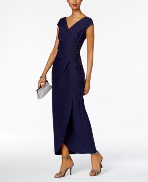 Photo 1 of Alex Evenings Embellished Jersey Column Gown, Size 8P in Navy at Nordstrom
