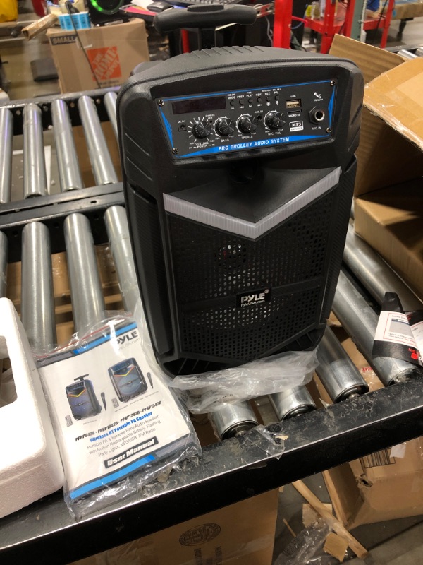 Photo 2 of 400W Rechargeable Outdoor Bluetooth Speaker Portable PA System w/ 8” Subwoofer 1” Tweeter, Recording Function, Mic In, Party Lights USB/SD, Radio - Pyle PPHP842B 8 in Speaker System