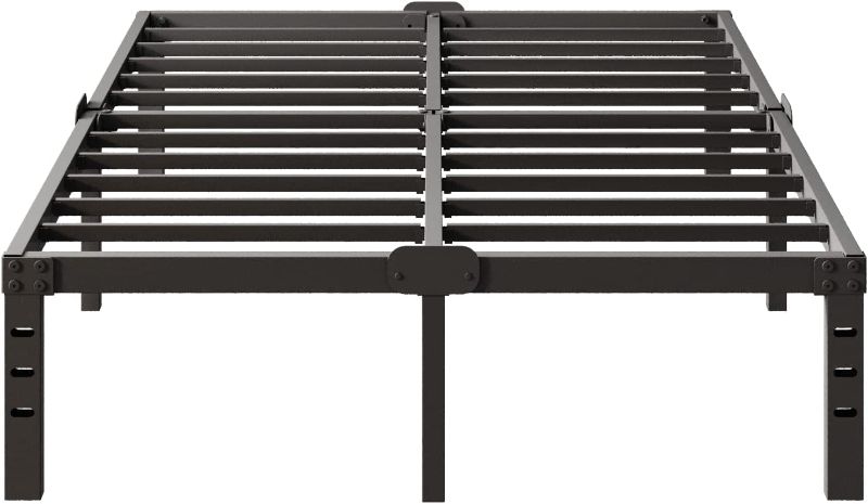 Photo 1 of 18" Queen Bed Frame 3000 lbs Heavy Duty Platform with Sturdy and Durable Metal Slats No Box Spring Needed with Anti-Slip Baffle Ample Storage Noise-Free Black