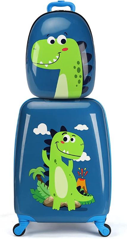 Photo 1 of emissary Kids Luggage With Wheels For Boys - 18” Dinosaur Kids Suitcase With 14” Backpack - Kids Carry On Luggage With Wheels - Kids Suitcases For Boys and Girls - Hard - Sided Rolling Kids Suitcase
