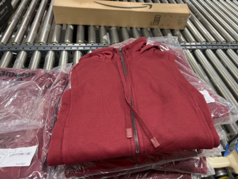 Photo 1 of Core 10 Women's Super Soft Fleece Cropped Length Zip-Up Hoodie Sweatshirt Small Burgundy