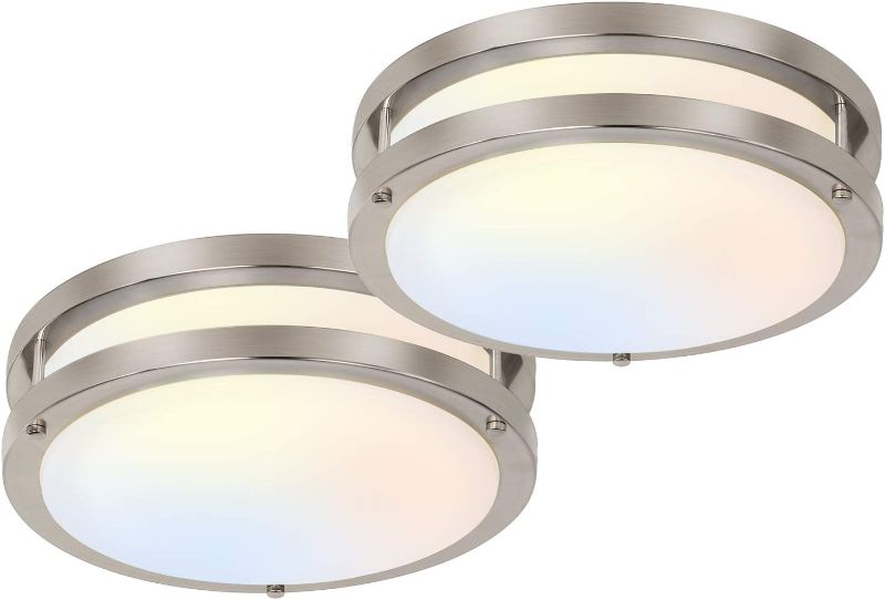 Photo 1 of 13 inch Flush Mount LED Ceiling Light Fixture, Adjustable Ceiling Lights, Brushed Nickel Saturn Dimmable Lighting for Bathroom Kitchen or Stairwell, ETL Listed - 2 Pack

