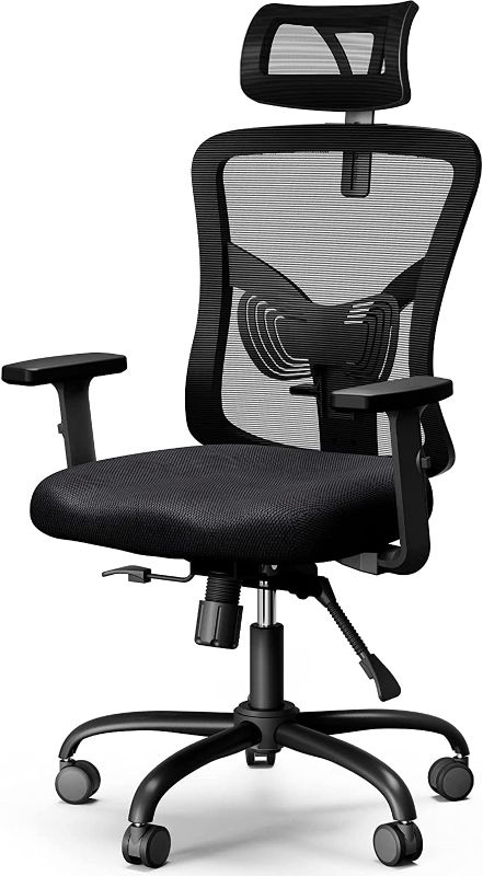 Photo 1 of  NOBLEWELL Office Chair Ergonomic Office Chair High Back Mesh Computer Chair with Lumbar Support Adjustable Armrest, Backrest and Headrest,Black 