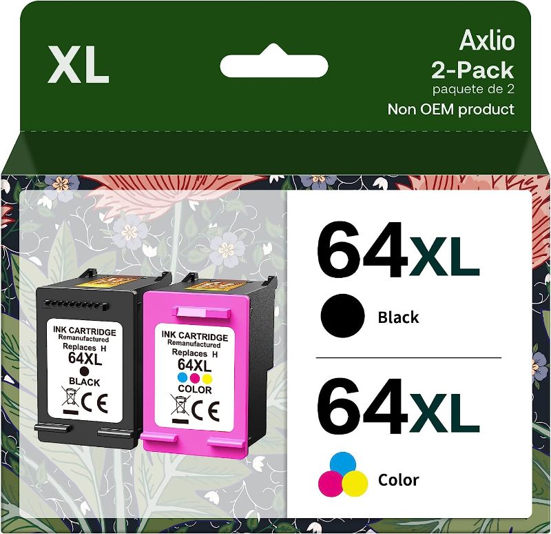 Photo 1 of 64XL Ink Cartridge Combo Pack Replacement for HP 64XL Ink Remanufactured Black and Color Work for Envy Photo 7858 7855 7120 7155 7158 7164 6255 6252 6232 Envy Inspire 7955e Tango X Printer (2-Pack)
