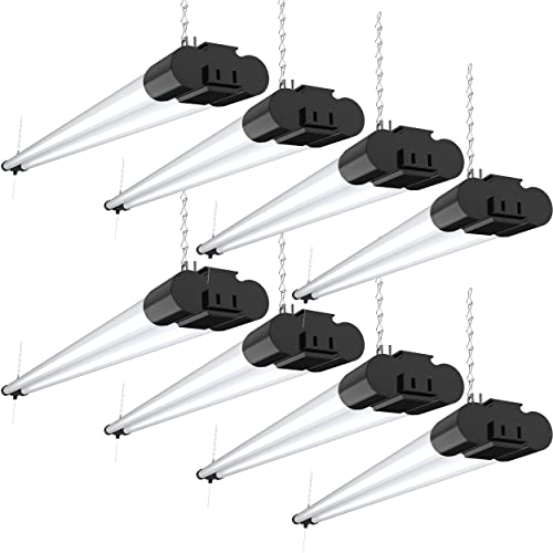 Photo 1 of  Sunco 8 Pack LED Black Hanging Workshop Garage Shop Light 4FT, Plug in Linkable Utility Fixture, 6000K Daylight Deluxe, 40W=260W, 4100 LM, Integrated 
