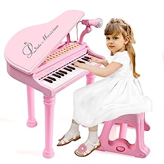 Photo 1 of Conomus 31 Keys Piano Keyboard Toy for Kids, Birthday Gift for 1 2 Year Old Girls?Pink Musical Piano Toy for Toddlers with Microphone and Stool 