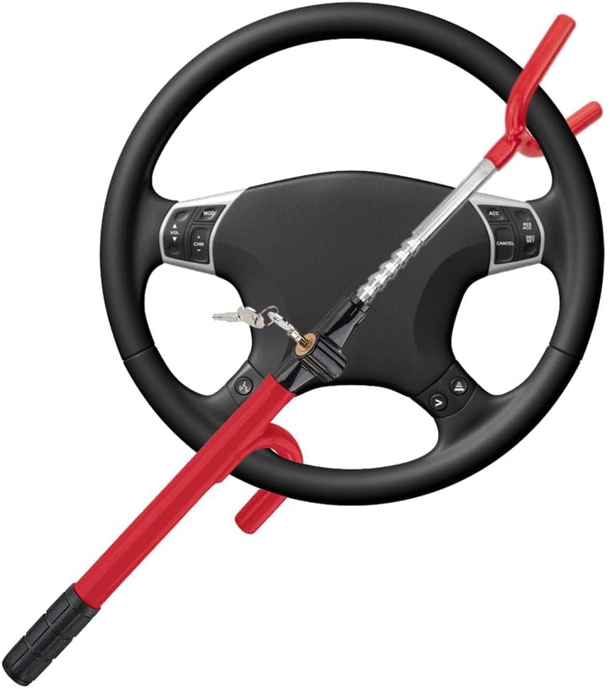 Photo 1 of  JEMAX Steering Wheel Lock for Cars, Anti Theft Car Device Wheel Lock, Adjustable Wheel Locks for Cars, Fit for Cars, Trucks, Vans, and SUVs 