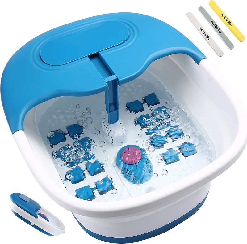 Photo 1 of  SPA4PIEDS Collapsible Foot Spa Massager, Bubble Jets, 3 Temperature and 2 Timer Settings, Easy Storage and Space Saving-Blue 