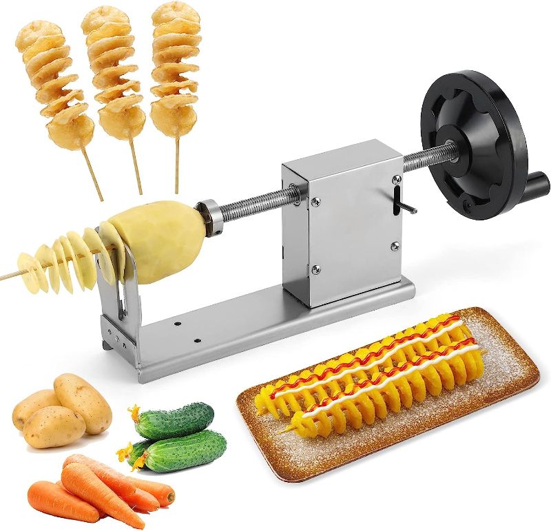 Photo 1 of 3 in 1 Manual Tornado Potato Slicer Spiral Potato Cutter 