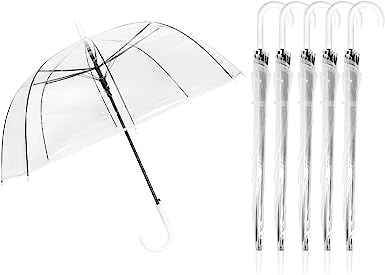 Photo 1 of  R.HORSE 6 Pcs 46 Inch Clear Bubble Umbrella J Handle Automatic Open Umbrellas Large Transparent Windproof Waterproof Stick Umbrella for Men and Women Wedding Ceremony Event 