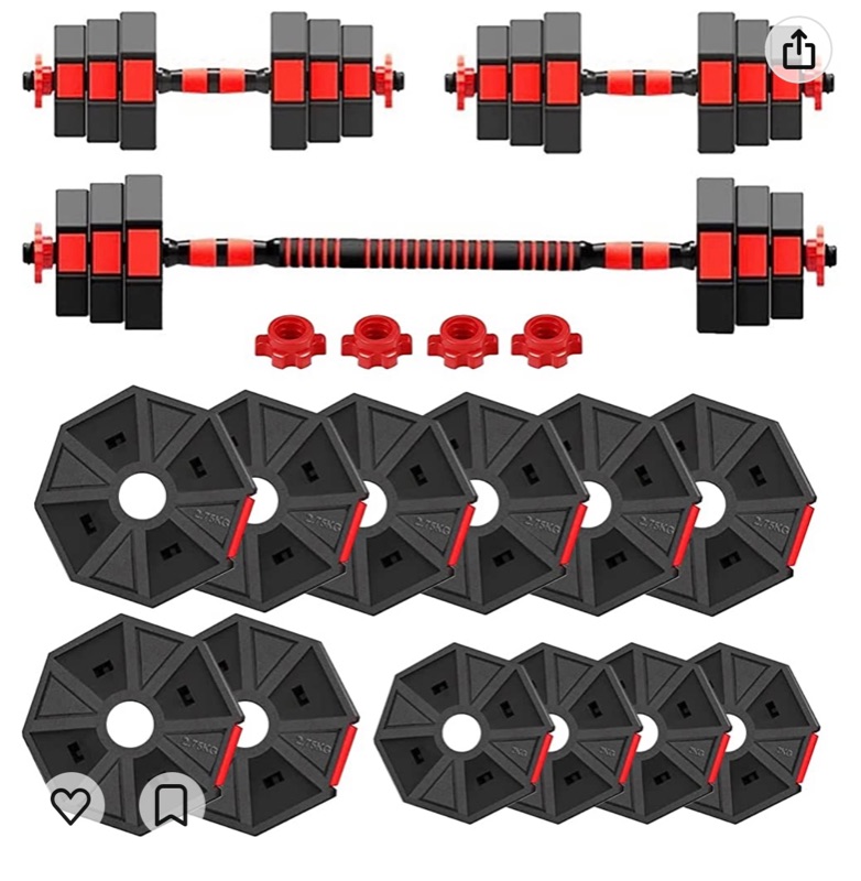 Photo 1 of Adjustable Dumbbell Barbell Weight Set, 3-In-1 Dumbbells Set, 88 Lb Free Weight Dumbbells with Nonslip Connecting Rod Women Exercises for Home Gym Office Workout Men Fitness Strength Training