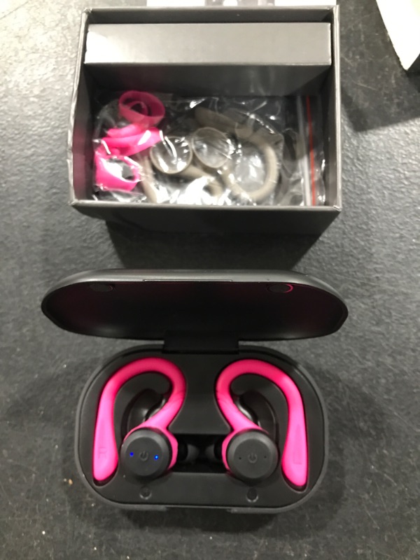 Photo 2 of APEKX Bluetooth Headphones True Wireless Earbuds with Charging Case IPX7 Waterproof Stereo Sound Earphones Built-in Mic in-Ear Headsets Deep Bass for Sport Running Pink