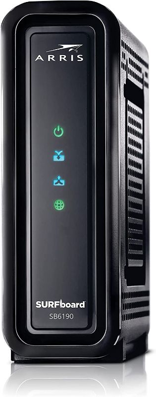 Photo 1 of ARRIS SURFboard SB6190 DOCSIS 3.0 32 x 8 Gigabit Cable Modem | Comcast Xfinity, Cox, Spectrum | 1 Gbps Port | 800 Mbps Max Internet Speeds | Easy Set-up SURFboard Central App | 2 Year Warranty,Black
