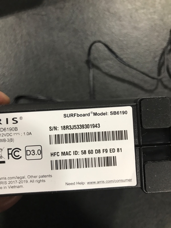 Photo 4 of ARRIS SURFboard SB6190 DOCSIS 3.0 32 x 8 Gigabit Cable Modem | Comcast Xfinity, Cox, Spectrum | 1 Gbps Port | 800 Mbps Max Internet Speeds | Easy Set-up SURFboard Central App | 2 Year Warranty,Black
