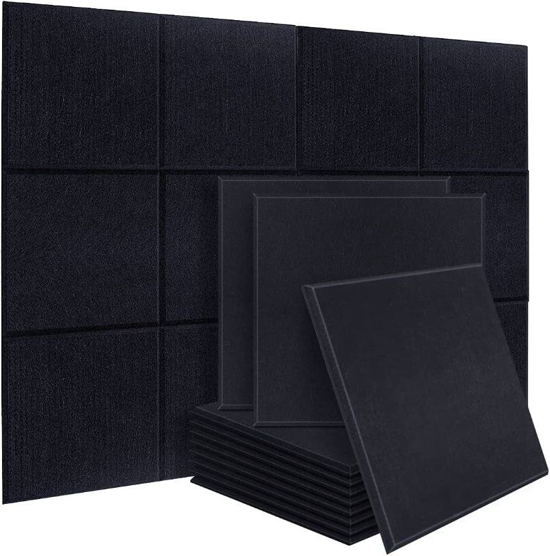 Photo 1 of 20 Pack Acoustic Foam Panels 12 X 12 X 0.4 Inches Acoustic Absorption Panel, Beveled Edge Tiles Soundproofing Insulation Padding, Great for Acoustic Treatment, Decoration, Matte Black