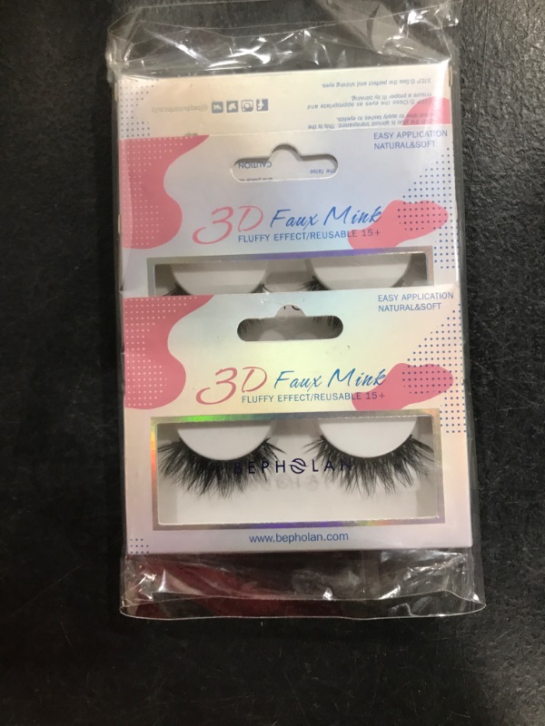 Photo 1 of BEPHOLAN 3 Pairs False Eyelashes Synthetic Fiber Material, 3D Faux Mink Lashes, Natural Round Look,XMZ142