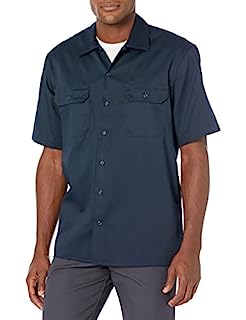 Photo 1 of Amazon Essentials Men's Short-Sleeve Stain and Wrinkle-Resistant Work Shirt, Dark Navy, Large (B07P4LHZK7)
