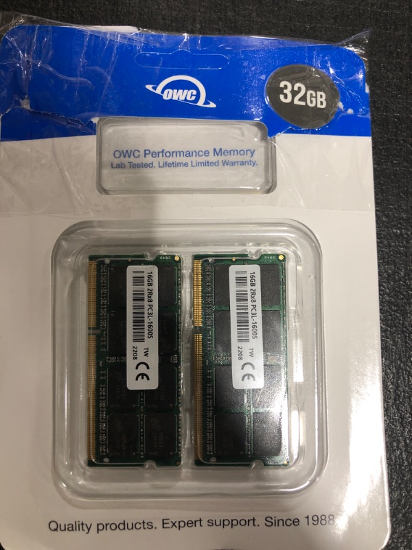 Photo 2 of OWC 32GB (2x16GB) PC3-12800 DDR3 1600MHz SO-DIMM 204 Pin CL11 Memory Upgrade Kit Compatible with 2015 iMac (OWC1600DDR3S32P) 32GB 2 x 16GB