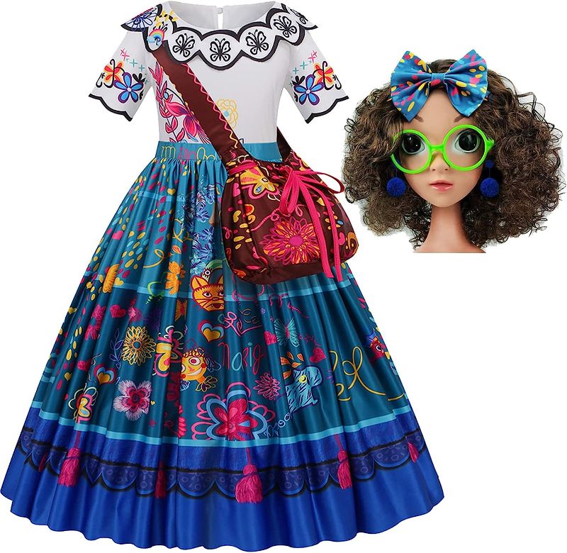 Photo 1 of BLOOMIRO Encanto Isabella Mirabel Dress Costume for Girls Kids Brithday Party Cosplay Princess Dress Up With Accessories ---2t