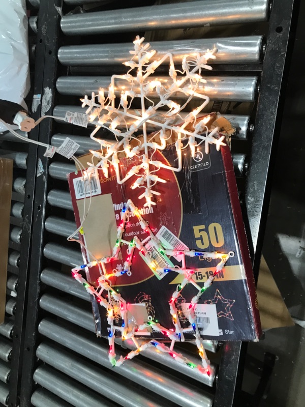 Photo 2 of 16 Inch Christmas Window Silhouette Lights Decorations Pack of 2 Lighted Snowflake and Star Christmas Window Lights with 100 Bulbs for Holiday Indoor Wall Door Glass Decorations