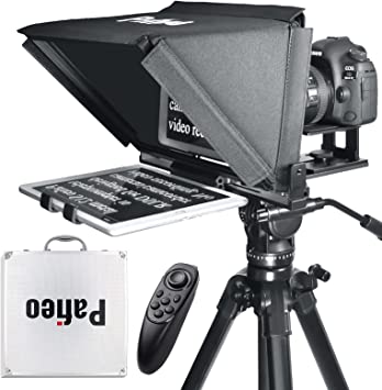 Photo 1 of 13inch Teleprompter Compatible with iPad Pro 12.9, Pafieo S12 Metal DSLR Teleprompter Beam Splitter 70/30 Glass with Remote Control and Suitcase for YouTube Vlog Streaming Camera Camcorder 