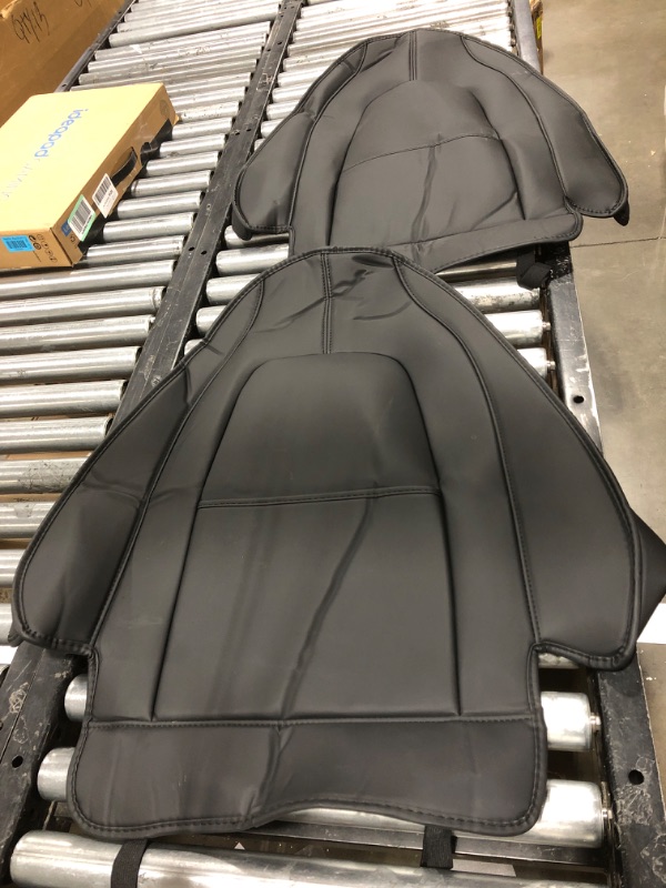 Photo 1 of 2 PIECE -BACK OF SEAT COVER WITH POCKET 
-LEATHER BLACK -HAS HOOKS 