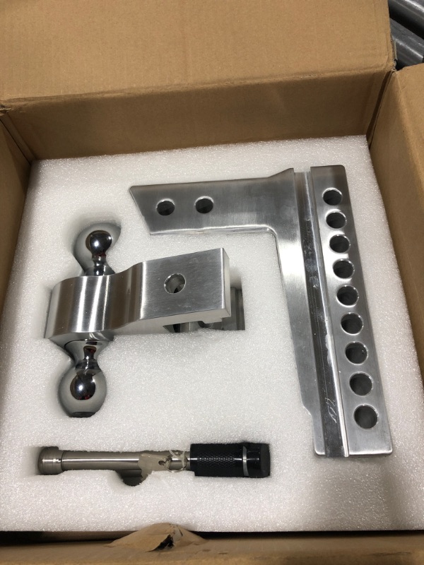 Photo 2 of Adjustable Trailer Hitch, Fits 2.5 Inch Receiver, 8 Inch Drop Hitch, 18,500 LBS GTW, Aluminum Forged Shank, 2 Inch & 2-5/16 Inch Balls, Towing Hitch for Heavy Duty Truck with Double Lock Pins