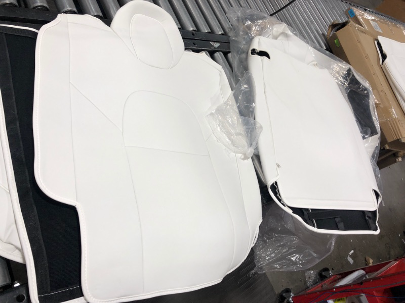 Photo 4 of Maysoo Tesla Model 3 Seat Covers White Car Seat Covers for Tesla Model 3 2023 2022-2017 Car Interior Cover(White-Organosilicon,Model 3(Full Set)) White Organosilicon model 3(full set)