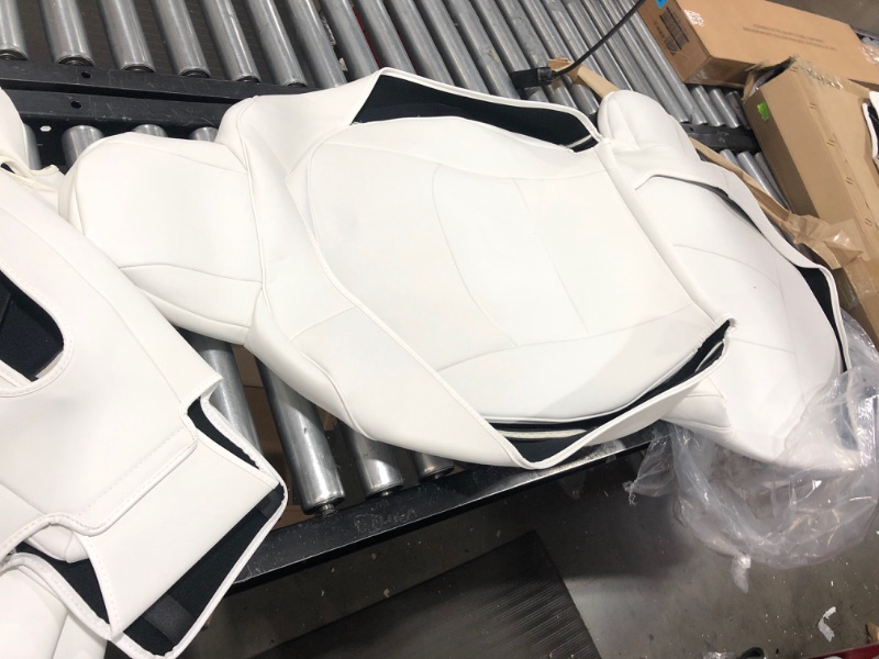 Photo 6 of Maysoo Tesla Model 3 Seat Covers White Car Seat Covers for Tesla Model 3 2023 2022-2017 Car Interior Cover(White-Organosilicon,Model 3(Full Set)) White Organosilicon model 3(full set)