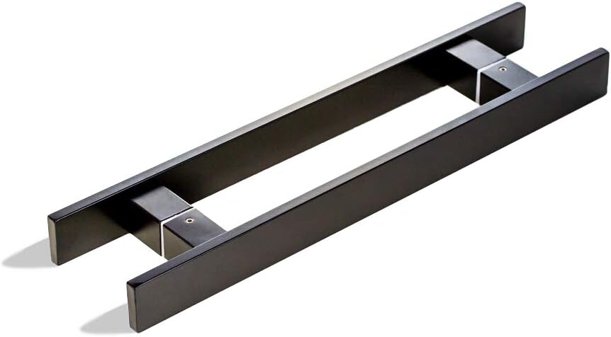 Photo 1 of 24 Inch Square Rectangle Flat Shape Stainless Steel Modern Contemporary Entry Door Handle Bar Ladder Pull Shower Glass Sliding Barn Door Interior Exterior Door Pull Push Matte Black Paint Finish 