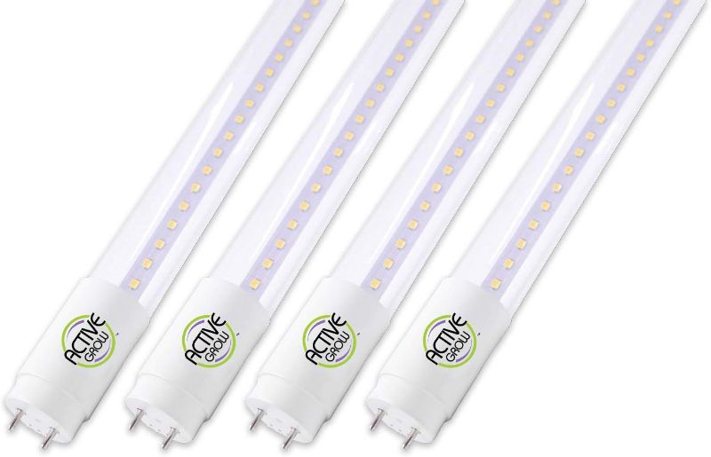 Photo 1 of Active Grow T8/T12 High Output 4FT LED Grow Light Bulb - Plant Grow Lights for Indoor Plants, Germination & Microgreens - 22W - Sun White Full Spectrum High CRI 95 - Direct Wire 120-277V - 4-Pack 