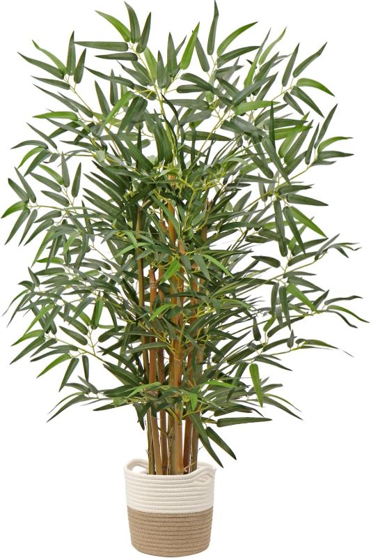 Photo 1 of Artificial Bamboo Silk Tree 3ft Fake Greenery Plants in Pot 36 Inch for Home Office Indoor Outdoor Decor 