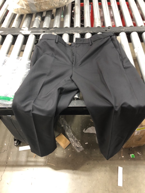 Photo 2 of Amazon Essentials Men's Classic-Fit Expandable-Waist Flat-Front Dress Pant Polyester Black 38W x 32L