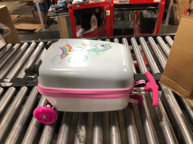 Photo 2 of Scootz Scooter Luggage for Kids, Ride on Suitcase for Kids, Safe Steering, Ride on Luggage for Kids with Removable Carry on Suitcase, for Age 5+, TSA Approved … Scootz Unicorn