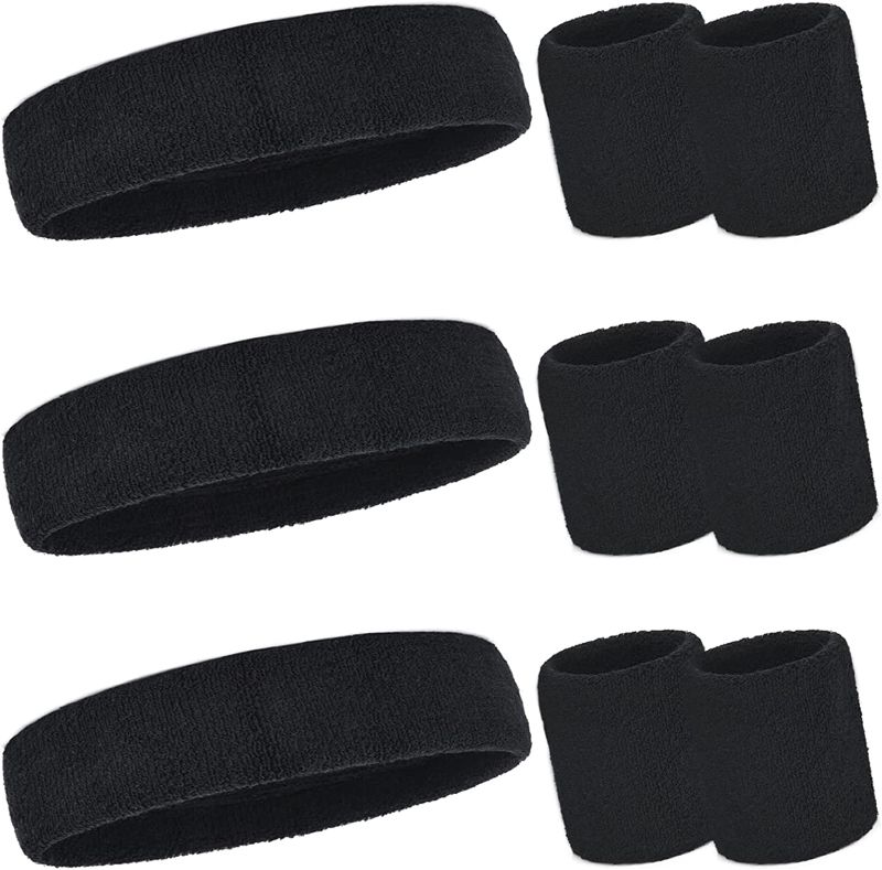 Photo 1 of 
Hapeper 9 Pieces Women Sports Sweatbands Set Headbands Wristbands for Football, Basketball, Tennis, Working Out