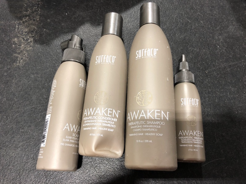 Photo 1 of Surface Hair Awaken Kit: Shampoo, Conditioner, Scalp Elixir and Therapeutic Treatment - for Thinning Hair, Hair Loss and Thickening "open box"