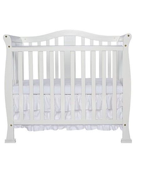 Photo 1 of Dream On Me Naples, 4 in 1 Convertible Mini Crib with Dream On Me 3 Portable Crib Mattress, White White Crib 