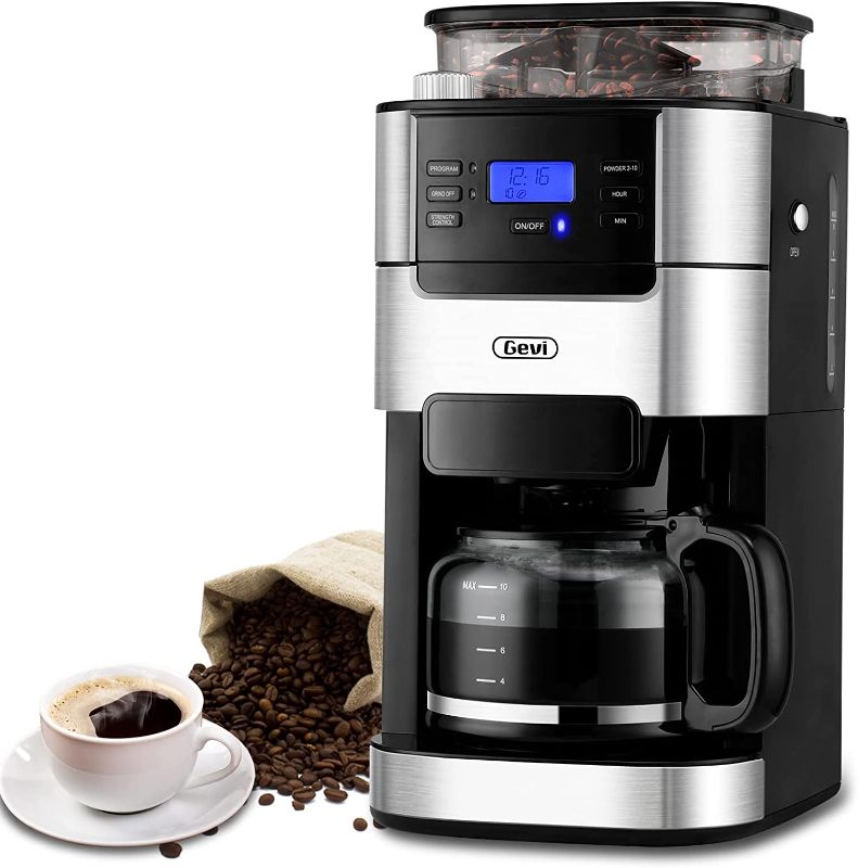 Photo 1 of 10-Cup Drip Coffee Maker, Grind and Brew Automatic Coffee Machine with Built-In Burr Coffee Grinder
