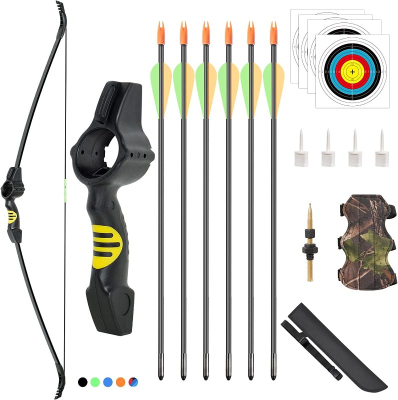 Photo 1 of ASDW Archery Youth Bow and Arrow Recurve Bow and Arrow Set Beginner Bow and Arrow Kids Bow and Arrow Birthday Gift Bow Right and Left Hand Bow Recurve Bow Draw Weight 15-20 LBS