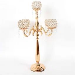 Photo 2 of  Gold Crystal Candelabra Candle Holder Centerpieces for Table Decor Elegant Design Wedding Gifts