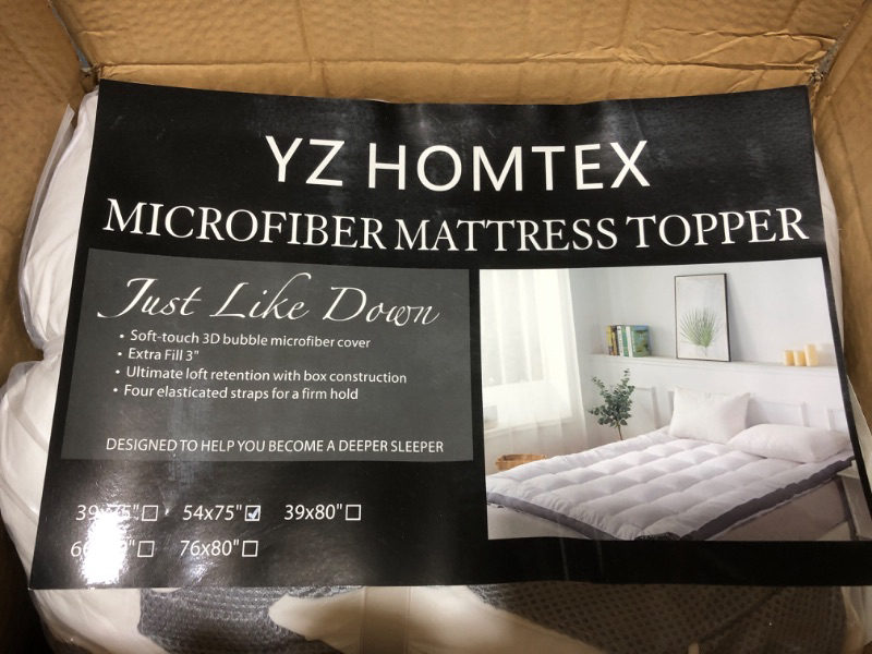 Photo 3 of YZ HOMTEX Mattress Topper Full Mattress Pad Protector - Quality Plush Luxury Down Alternative Pillow Top -  3inch Extra Thick Mattress Cover (Full Size ), White Full(54"*75") Thick Mattress Topper