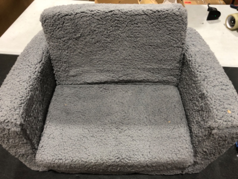 Photo 2 of ALIMORDEN 2-in-1 Flip Out Cuddly Sherpa Toddler Couch, Convertible Sofa to Lounger, Grey