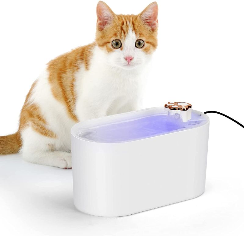 Photo 1 of  Lylyzoo Cat Water Fountain, 3L / 0.79-Gallon Automatic Cat Drinking Dispenser, Pet Water Fountain with LED Light and Filter for Cats and Puppy Dogs 