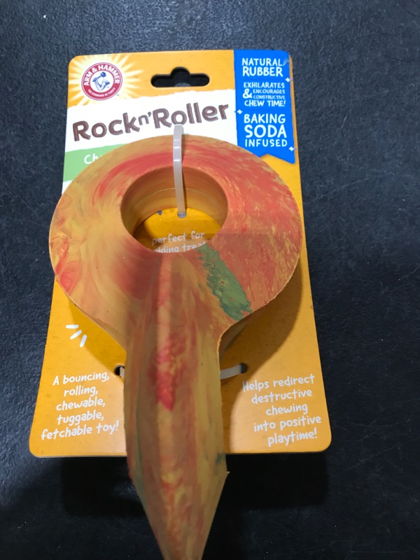 Photo 2 of Arm & Hammer Rock-N-Roller Stuffable Dental Chew Toy for Dogs | Perfect Fit for Tennis Ball | Best Dog Chew Toy For the Toughest Chewers | Reduces Plaque & Tartar Buildup Without Brushing, Red Yellow