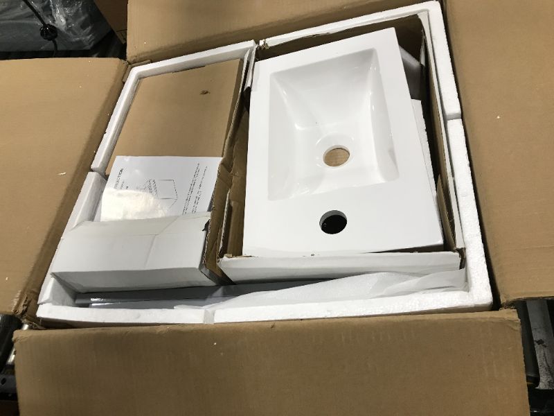 Photo 1 of AHB 16" Bathroom Vanity W/Sink Combo for Small Space, Wall Mounted Bathroom Cabinet Set with Chrome Faucet Pop Up Drain U Shape Drain (Grey)…