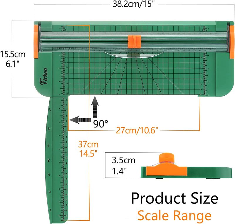 Photo 1 of Firbon Green A4 Paper Cutter 12 Inch Titanium Straight Paper Trimmer with Side Ruler for Scrapbooking Craft, Paper, Coupon, Label, Cardstock 