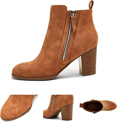 Photo 1 of Ankle Boots for Women Chunky Block Heel Side Zipper Pointd Toe Suede Fall Winter Bootie Shoes SIZE 7 1/2